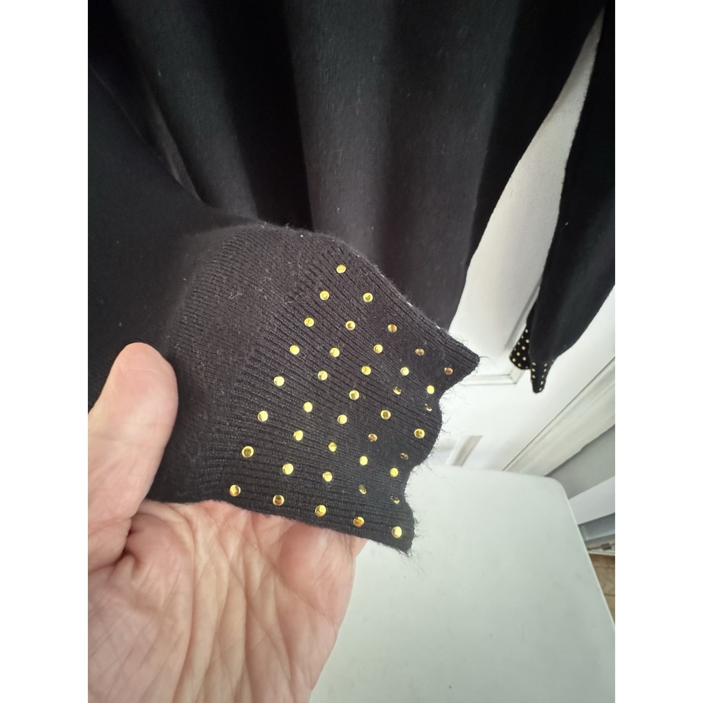 💙Venus Woman's Sz XL Black Mesh Insert‎ Metal Accents Sweater Sexy Date Night - Picture 5 of 9